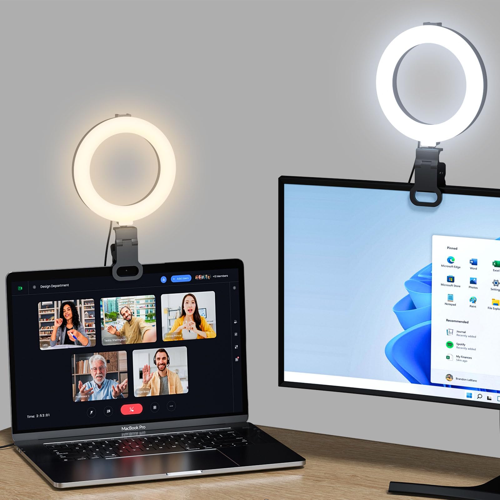 Ringlicht für Computer-Videokonferenz – Webcam-Licht für Monitor, Clip, Fernarbeit, Entfernung, Lernen, Zoom, Anruf, Selbstübertragung und Live-Streaming, Influencer-Licht, Laptop, Videokonferenzen