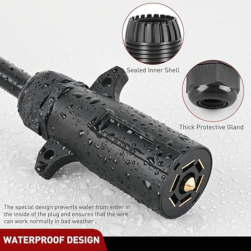Miniatura 43 de Nilight Enchufe de remolque RV de 7 pines, extremo macho resistente, 7 vías redondo, receptáculo de empalme, accesorios de repuesto para enganche
