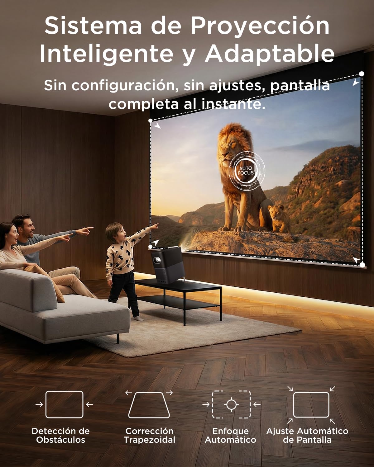 TCL A1s Proyector 4K Full HD, GoogleTV/Netflix Intégrées, 600 Lúmenes ISO, Dolby Audio 2×8W, Auto Focus & 6D Keystone, Bluetooth y WiFi, con Botones Táctiles y Bolso para Cine en Casa y Gaming