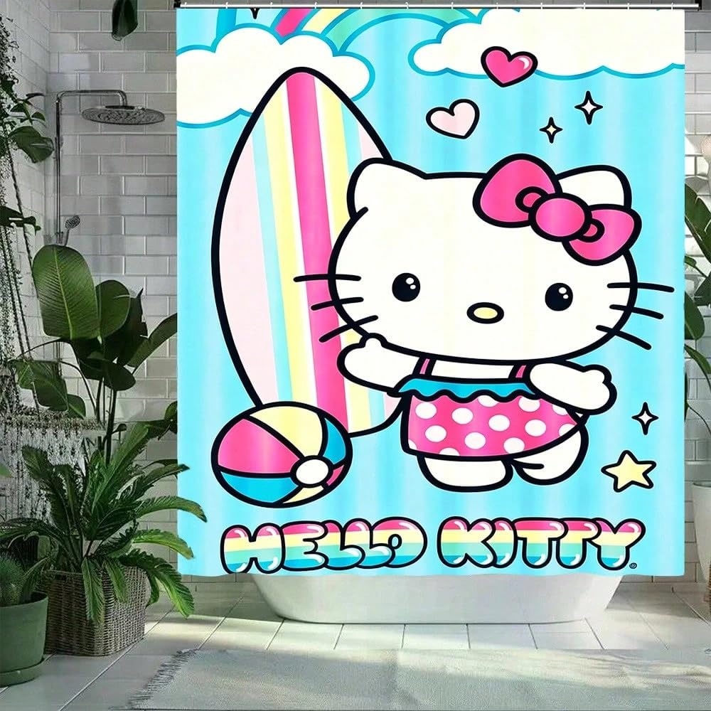 SPXLUCAU Cartoon Pattern Shower Curtain - Create A Cute Bathroom Atmosphere, Exquisite Print Design(230x175cm/91x69in(WxH))