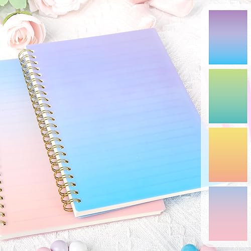 Miniatura 3 de 4 cuadernos en espiral de tapa dura, cuadernos de diseño degradado para mujer, suministros escolares de oficina