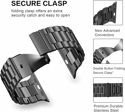 Miniatura 3 de Fitlink Stainless Steel Apple Watch Band for Apple Watch 49mm 45mm 44mm 42mm 41mm 40mm 38mm, Waterproof iWatch Band for iWatch Series 9 8 7 6 5 4 3