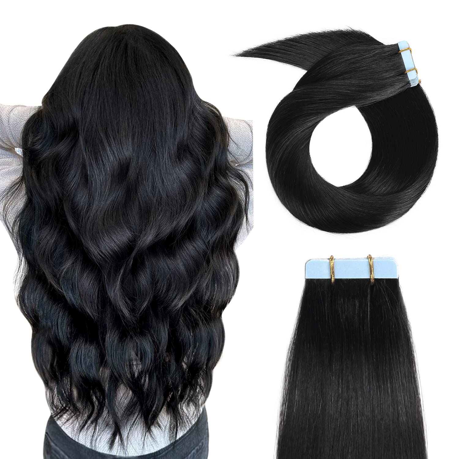 YILITE Tape in Human Hair Extensions 22 inches 20pcs 50g