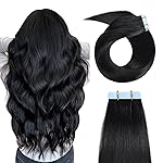 YILITE Tape-in Hair Extensions - 14inch Jet Black, Silky Straight, 20pcs 40g