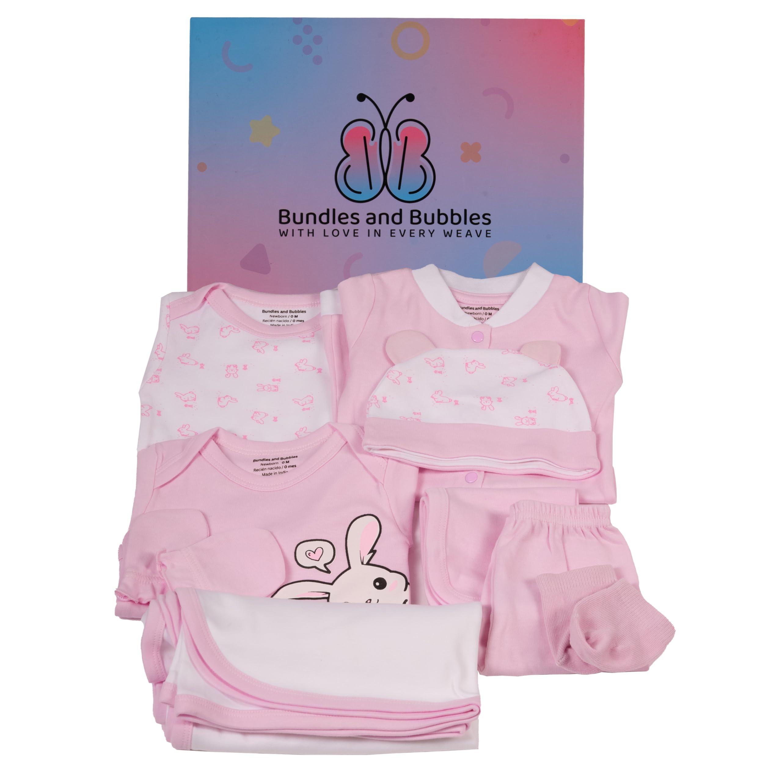 Set de regalo para niña recién nacida, 10 piezas, Rosado, 0 mes