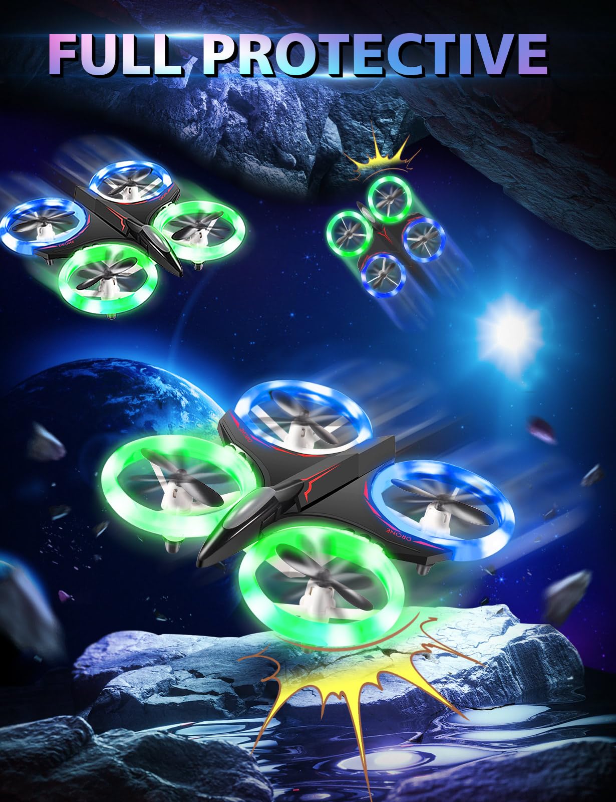 Mini Dron Con Acrobacias Y Giros De 360° Fácil, Luces LED Y Protección De Hélices, Ideal Para Niños Y Adultos