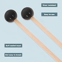 Vista 4 de EXCEART Palillos de mazos con mango de madera, 1 par de palitos de goma xilófono de percusión con mango de madera, accesorios musicales