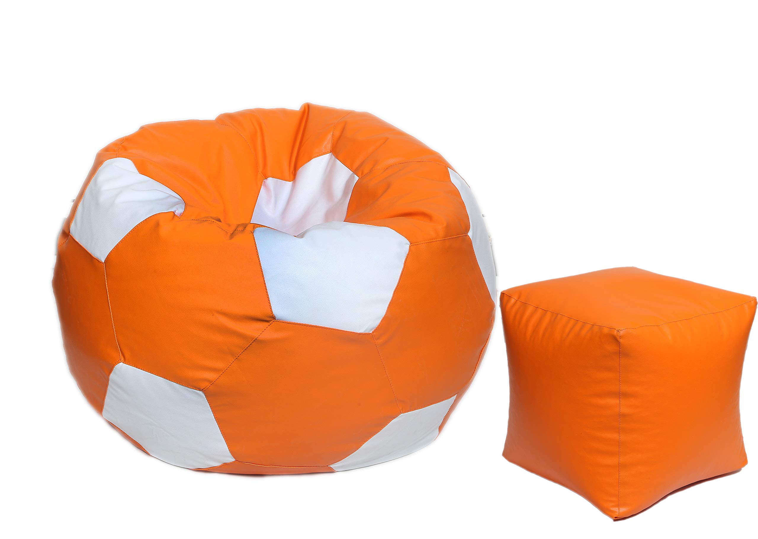 AUTARKY Football Bean Bag Cover Without Beans (Set of 2, Without Beans) (XL, Orange & White) (B09JN393F4) Amazon Price History, Amazon Price Tracker