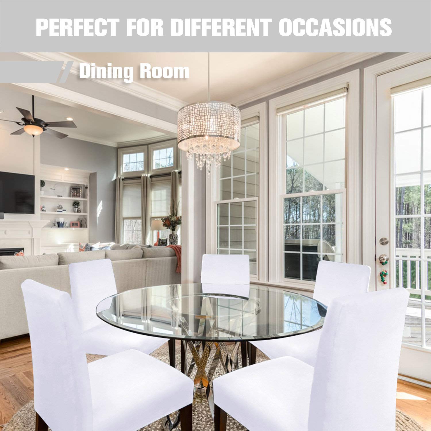Housses De Chaise Élastiques Jaritto - Lot De 6 Blanc - Protection Anti-taches Pour Salle à Manger