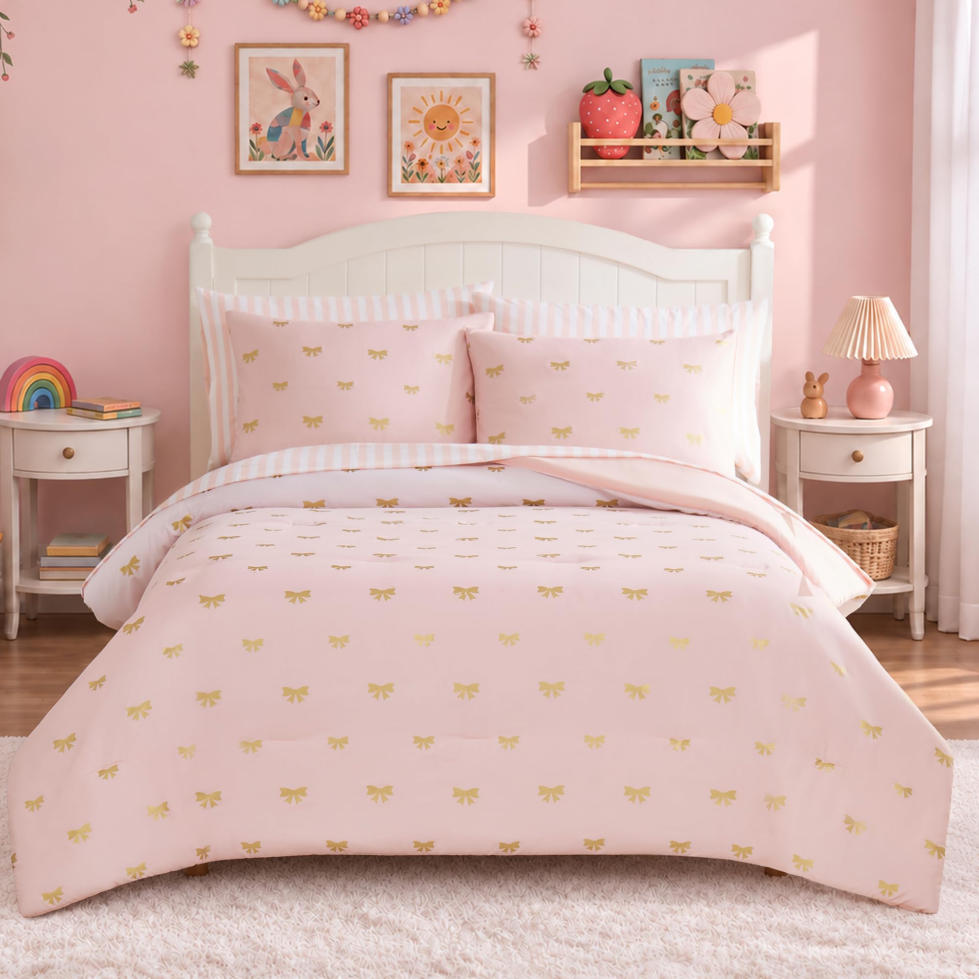 Queen Comforter Set with Sheets for Girls-7 Pieces Soft Queen Bedding Sets