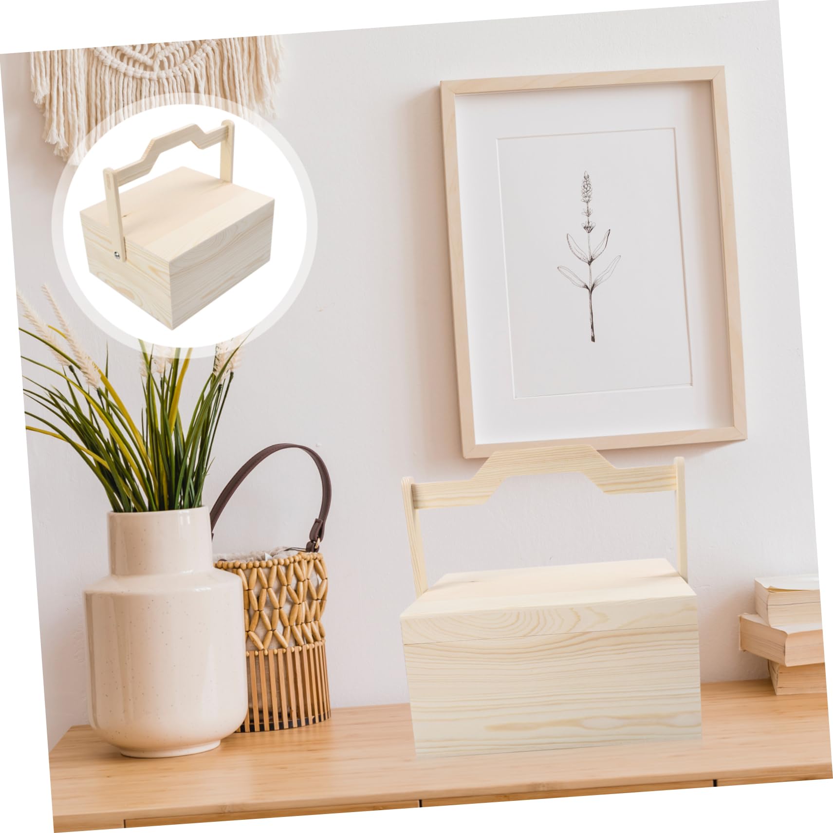 Holz Aufbewahrungsbox mit Griff, Große Kiste für Fotos und Münzen