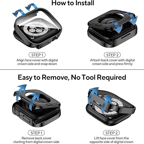 Miniatura 5 de Paquete de 4 fundas impermeables compatibles con Apple Watch de 1.614 pulgadas Series 987 con protector de pantalla de vidrio templado, cobertura