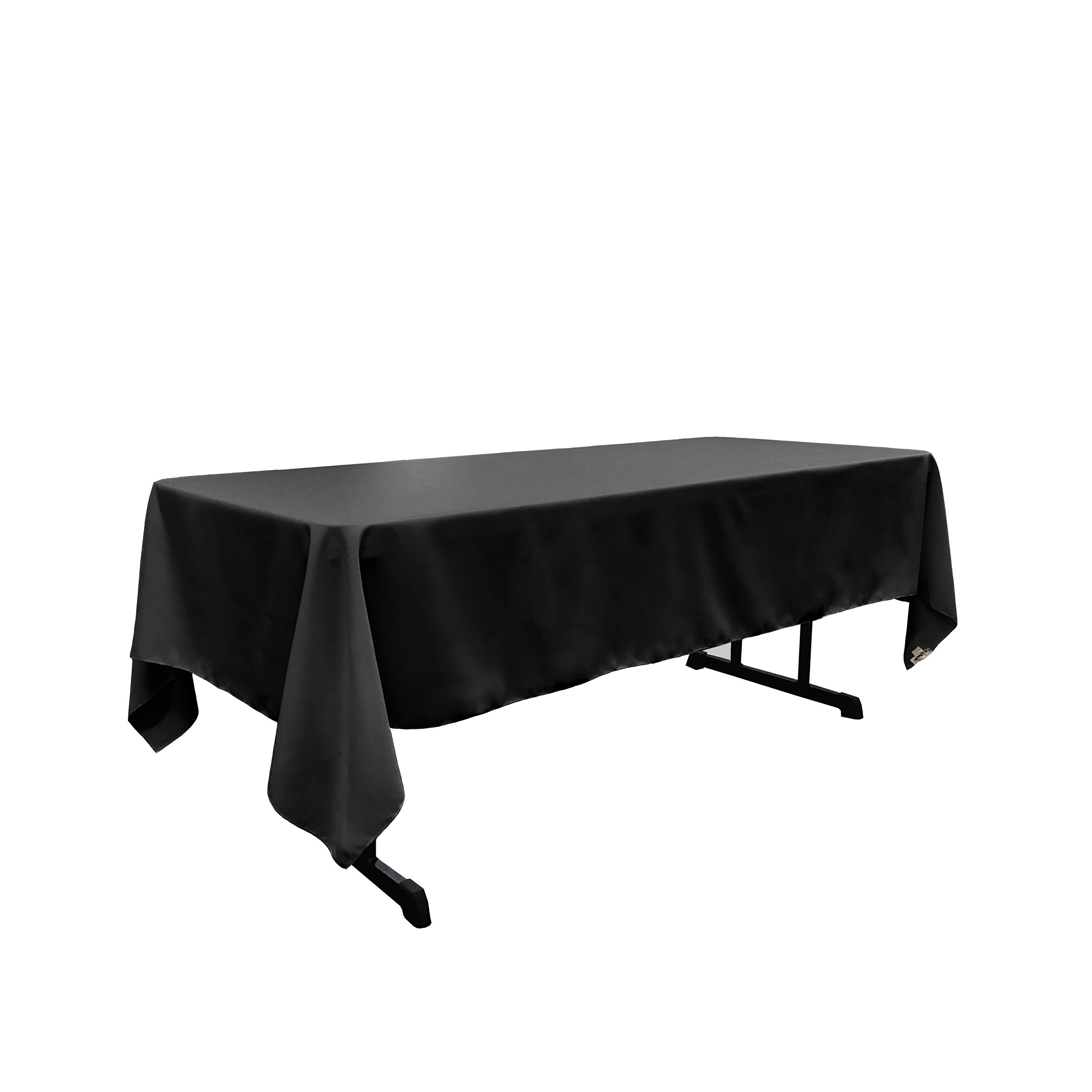 ((Pack 8))LA Linen Polyester Poplin Washable Rectangular Tablecloth, Stain and Wrinkle Resistant Table Cover 60x144, Fabric Table Cloth For Dinning, Kitchen, Party, Holiday 60 by 144-Inch, Black 60 in x 144 in