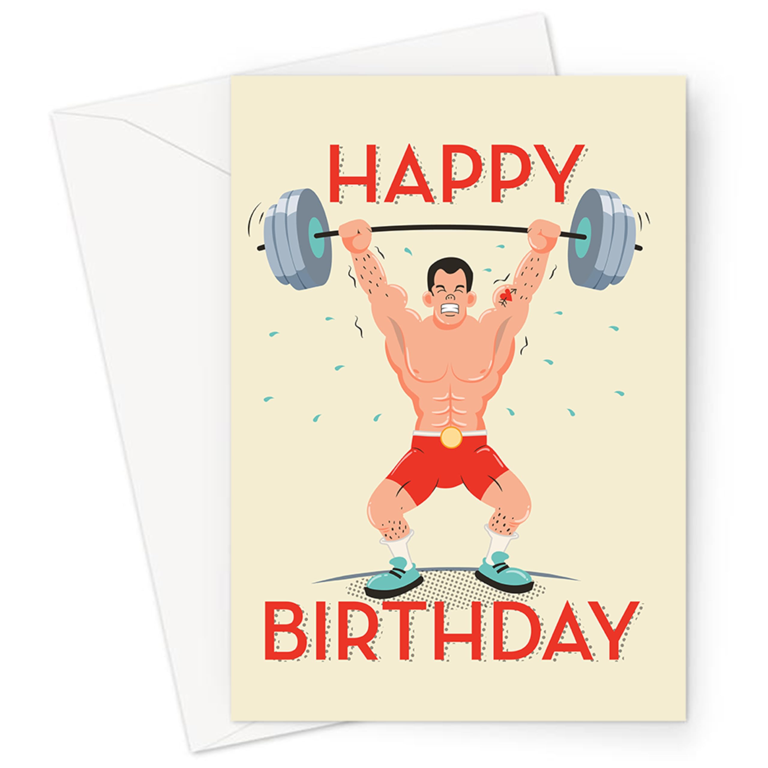 Lemon Loco Happy Birthday Weight Lifting Greeting Card, Standard Size, Multicolor