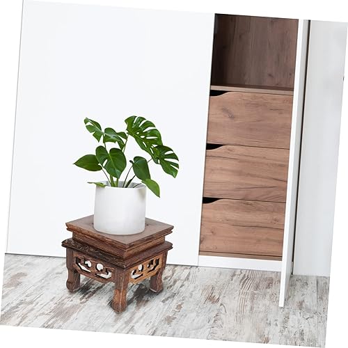 Miniatura 5 de Yardwe Soporte de maceta de madera, base cuadrada, adorno de oficina, soporte multifuncional