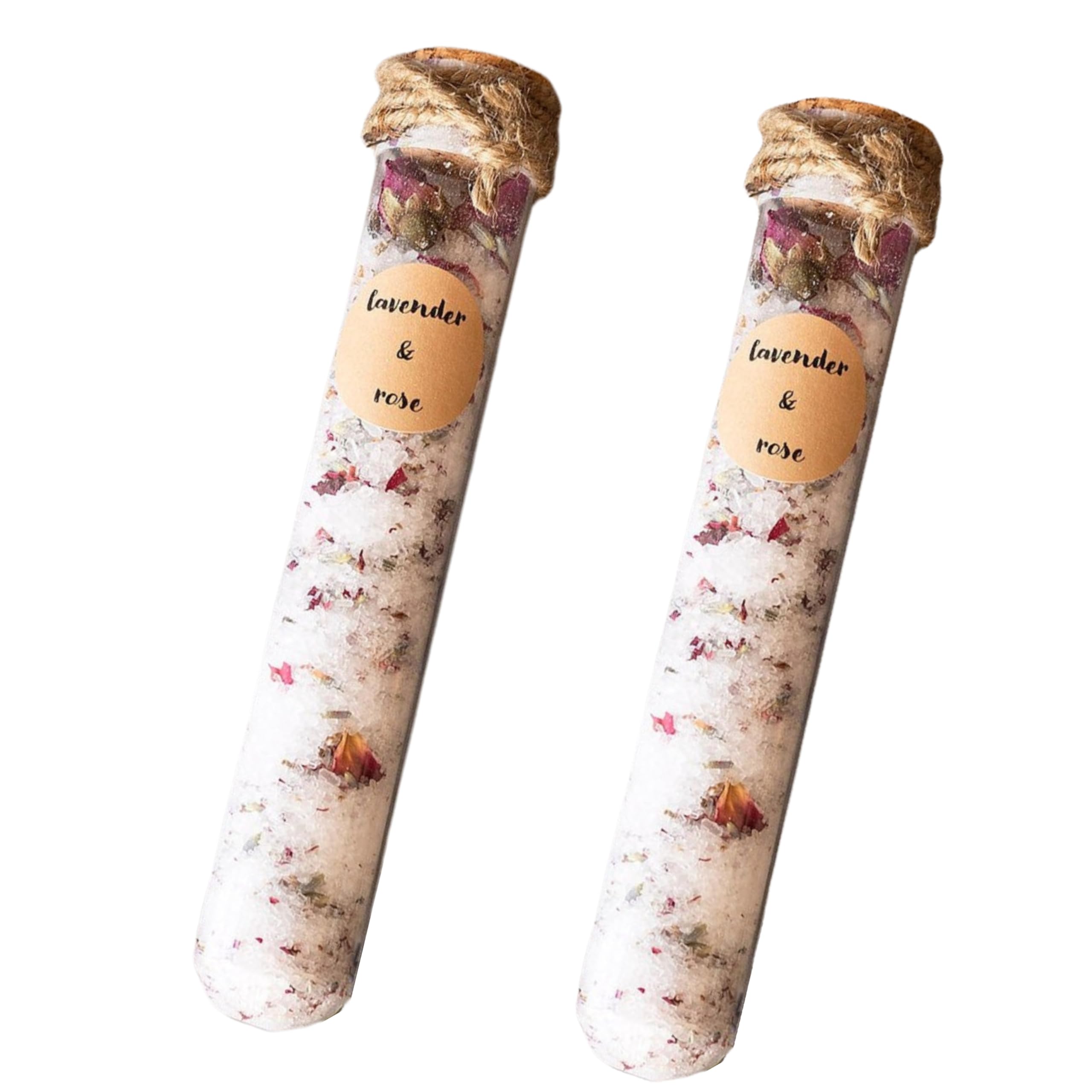 Luxury Lavender & Rose Bath Salt Tubes, Natural Epsom Salts with Essential Oils, Dried Flowers, 2 x 50g Spa Gift Pack for Relaxation, Aromatherapy-picture-16