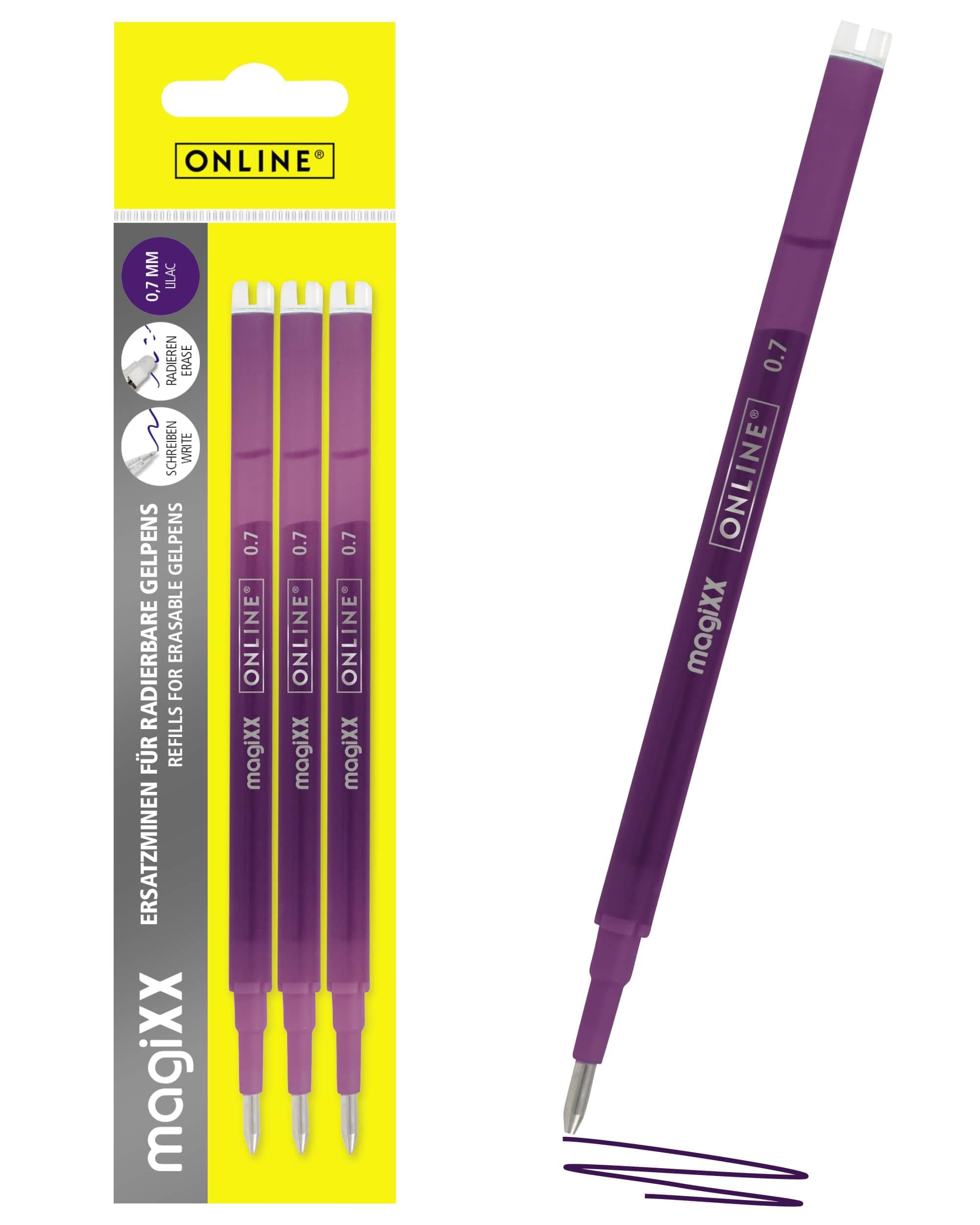 Online 3 x Erasable Gel Refills Purple I Compatible with Pilot Frixion