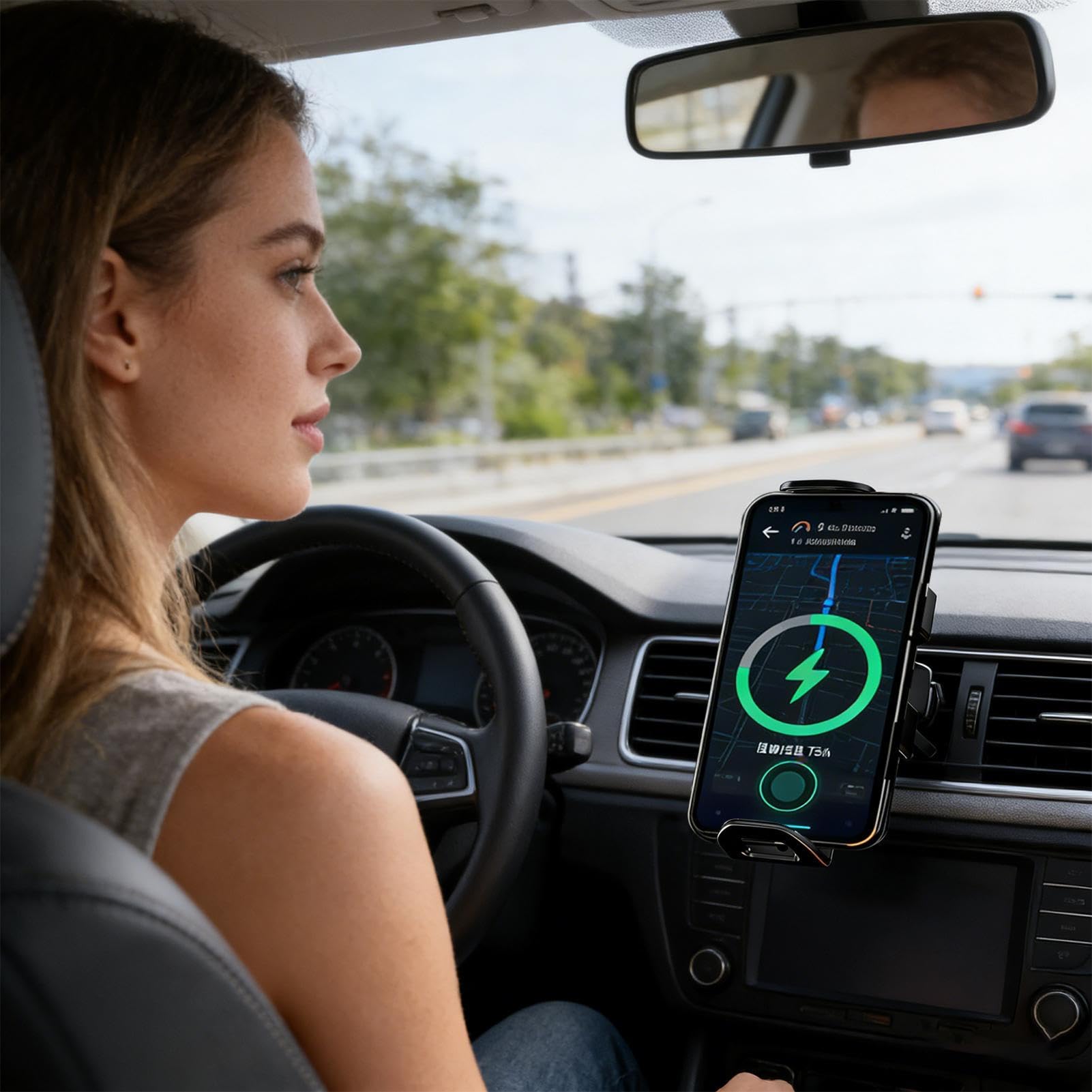 Caricabatterie Wireless per Auto Supporto da 20W con Aggancio Automatico | Caricatore Supporto Telefono Auto con Rotazione 90 Gradi e Luce LED per Ventilazione Cruscotto Parabrezza e Pendolarismo