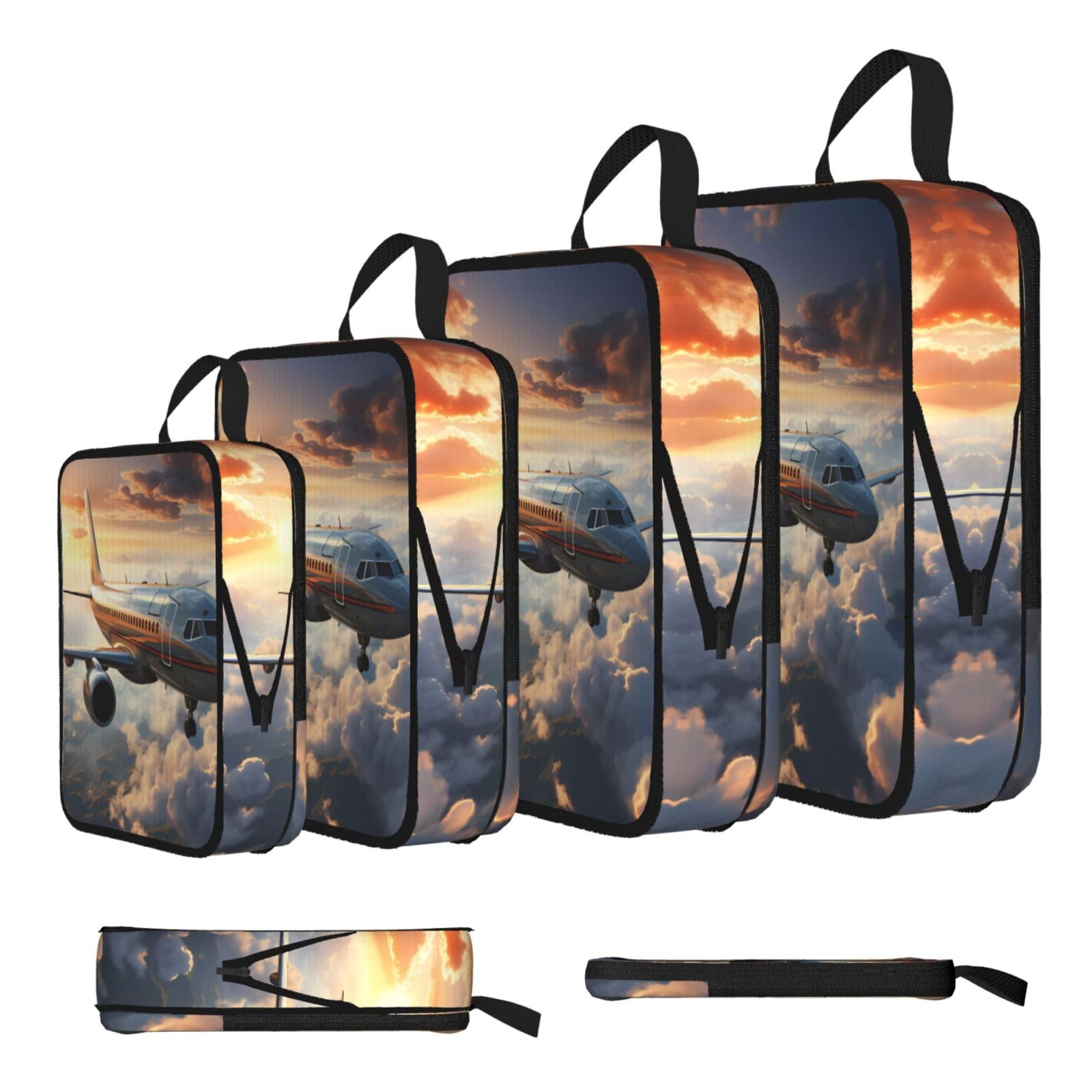 Sxzvvbn Black Airplanes Are Soaring Compression Packing Cubes 4 Piece Set