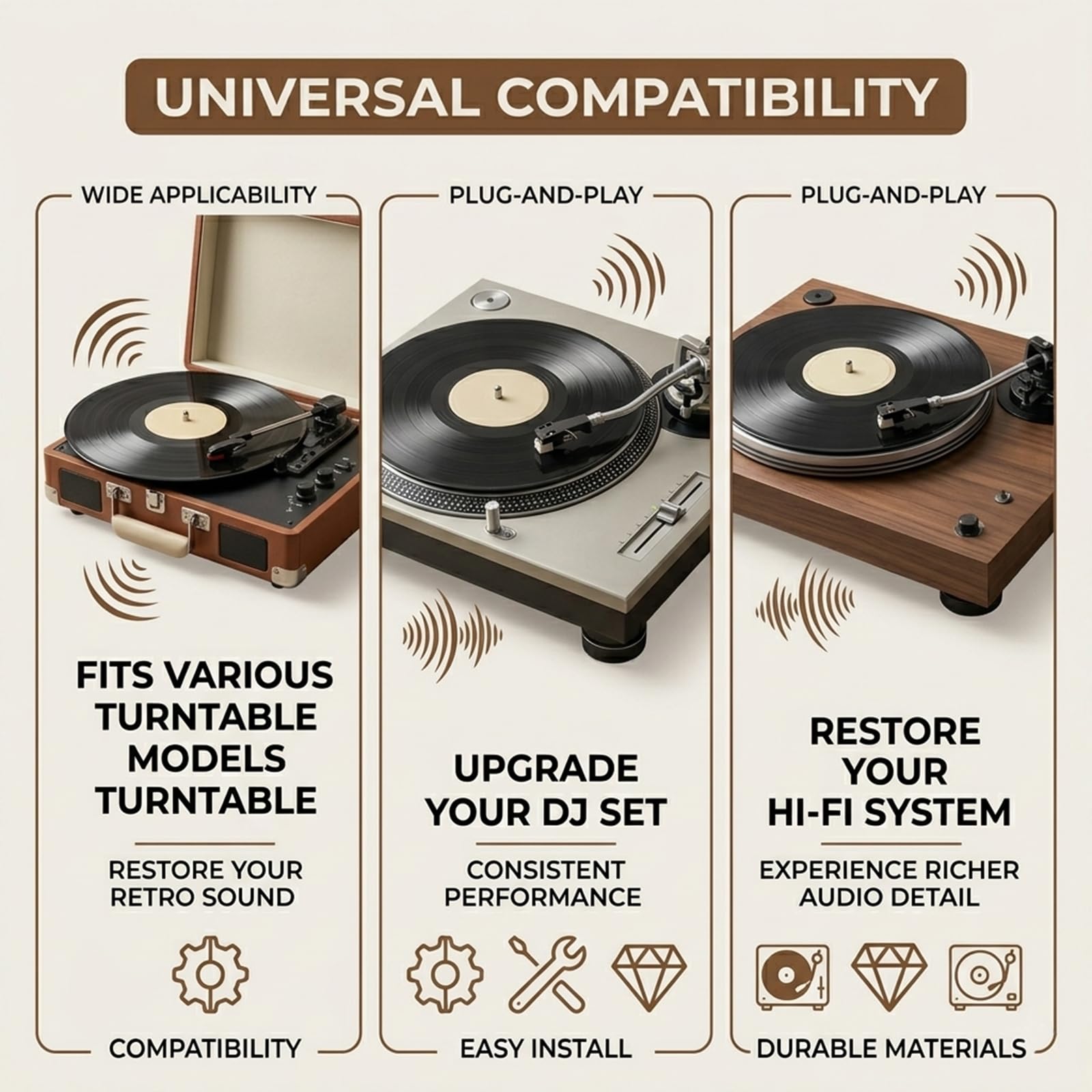 Universal Platinum Turntable Needle Replacement, Diamant Plat ine Vinyle, Diamant Vinyle, Dia mant pour Pl at ine Vin YLE, Aiguille Pl at in e Vin YLE, pour Cellule AT3600L, Aiguille de pla tin e