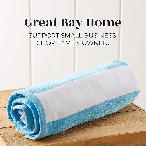 Miniatura 4 de Toalla Great Bay Home de playa, de terciopelo, gran tamaño, 100 % algodón, líneas verticales, para alberca, 40 x 70 pulgadas, para adulto