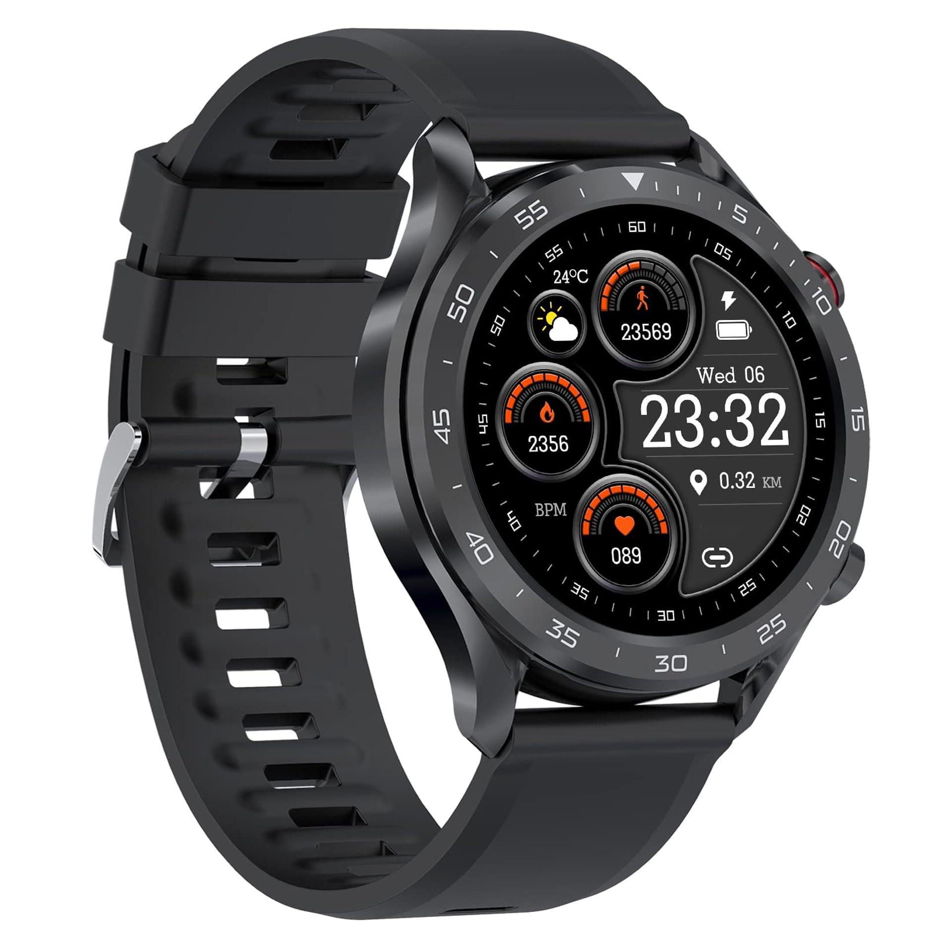 BRIBEJAT BT2 Pro Montre Connectée Homme Appel Étanche 28 Modes Sport Podomètre Sommeil 1GB Mémoire Musicale Smartwatch Fitness Android iOS Noir Orange