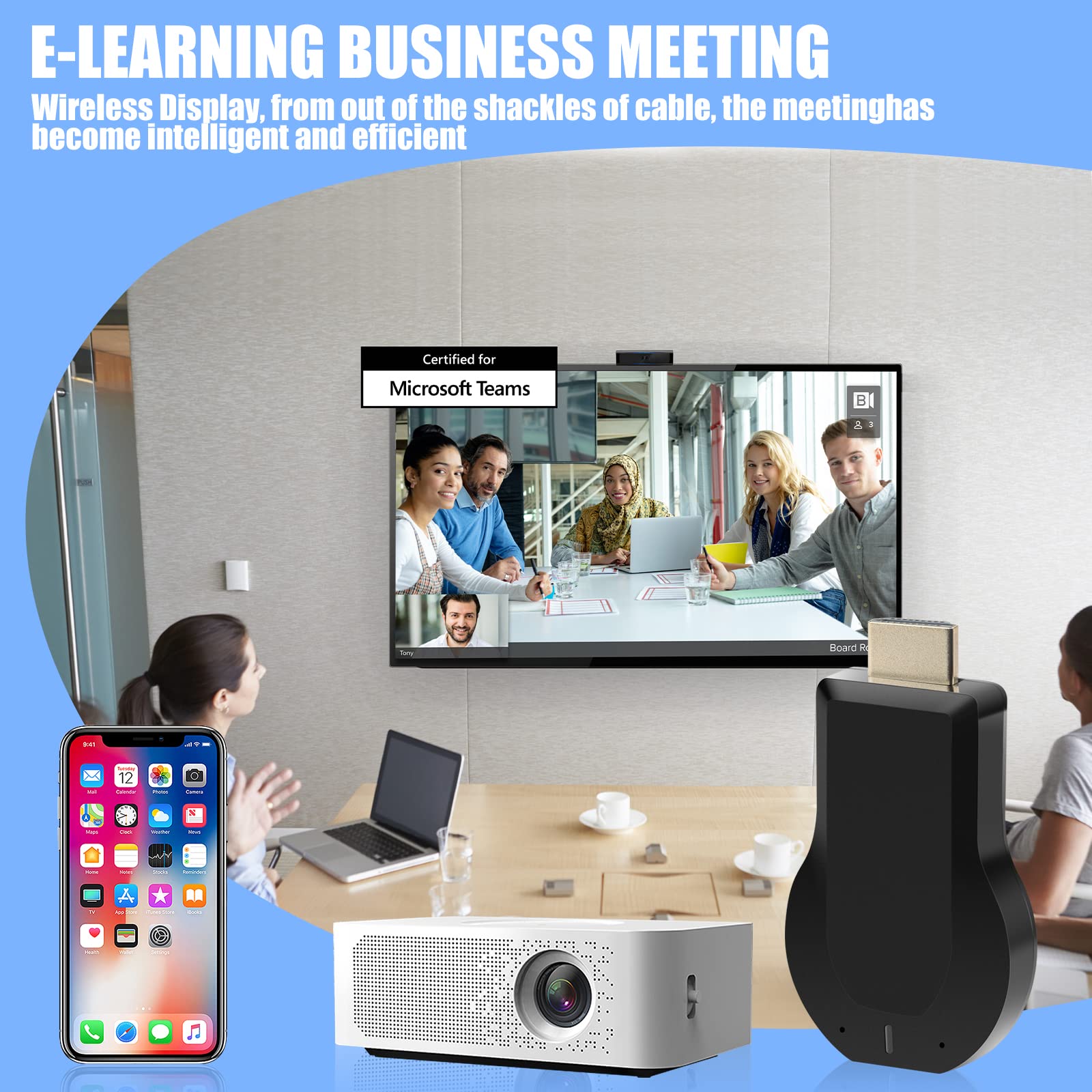HDMI Wireless Display Adapter - WiFi 4K&1080P Mobile Screen Mirroring Receiver Dongle to TV/Projector Receiver Support Windows