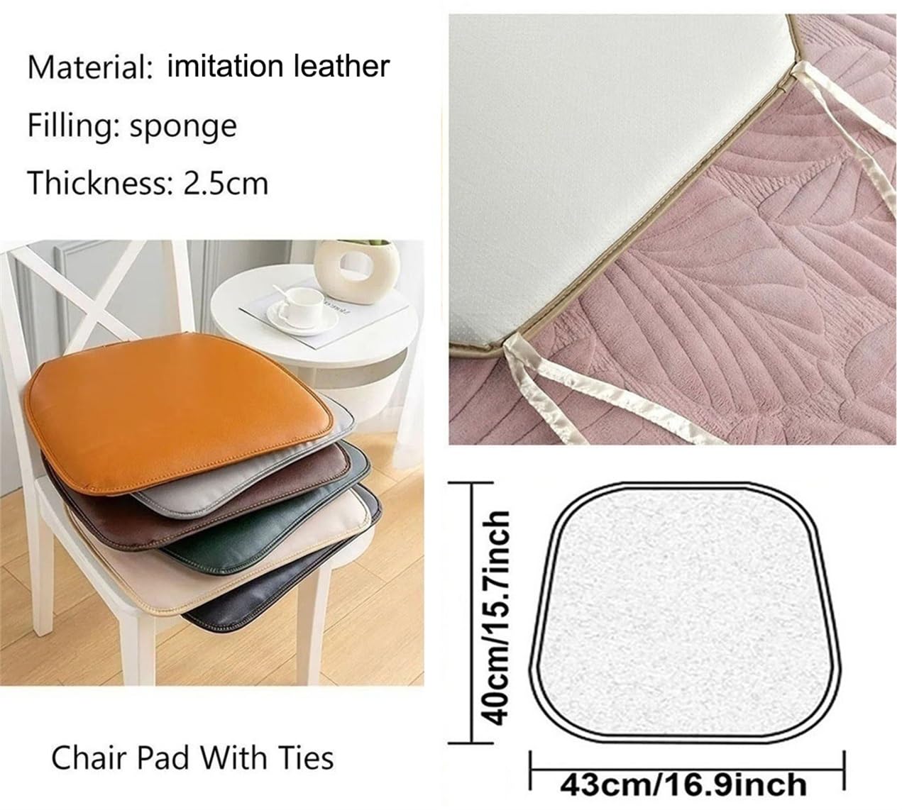 Coussin De Chaise De Salle À Manger, 6 Paquets De Galette De Chaise en Similicuir, Coussin De Siège en Forme De U, Coussin De Chaise Antidérapant(Beige)