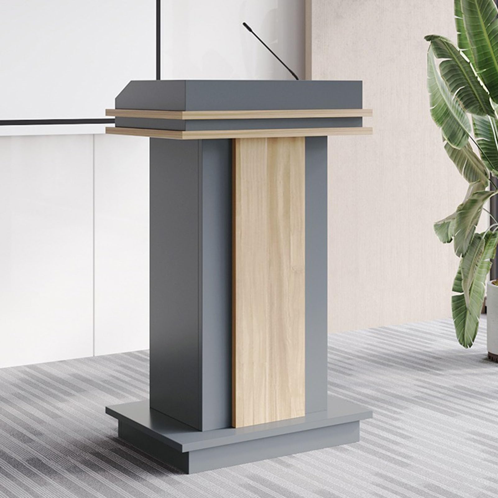 DFGHNBVC Portable Wooden Podium Stand With Wheels For Lectures, Speeches, And Events,A Style-Without Wheels