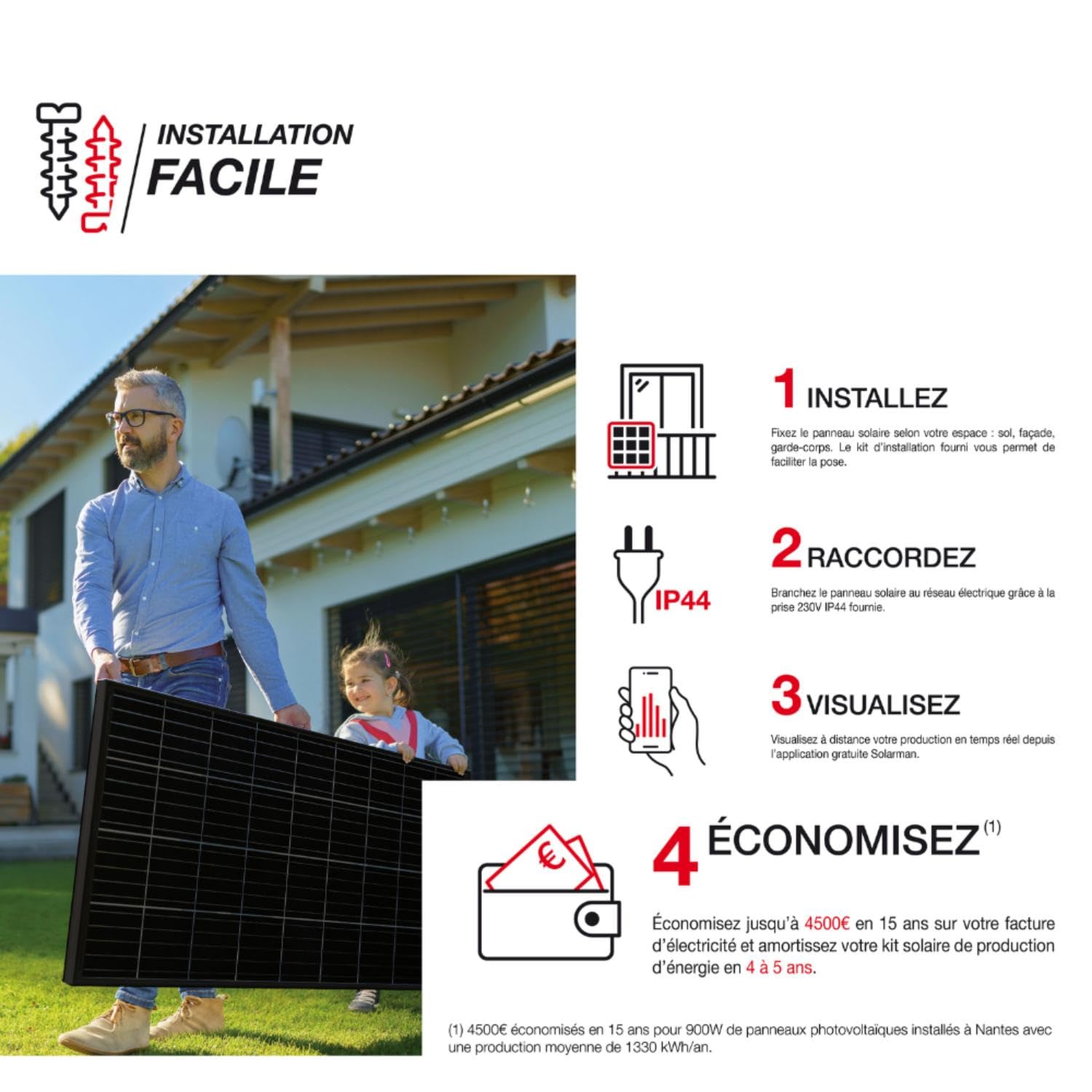 Xanlite - Kit d'Extension pour Kits Solaires - IP67 - Câble 2 m - Compatible Systèmes Photovoltaïques - Usage Extérieur - Étanchéité Supérieure - Connecteurs Inclus