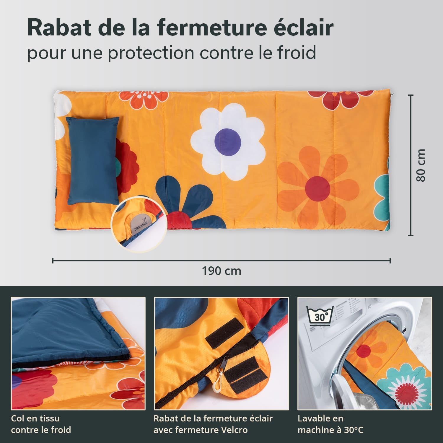 Skandika Sac de Couchage Sovro | Sac de Couchage rectangulaire pour Adultes, 3 Saisons, utilisable comme Sac de Couchage Double, Sacs de Couchage de Camping avec Oreiller
