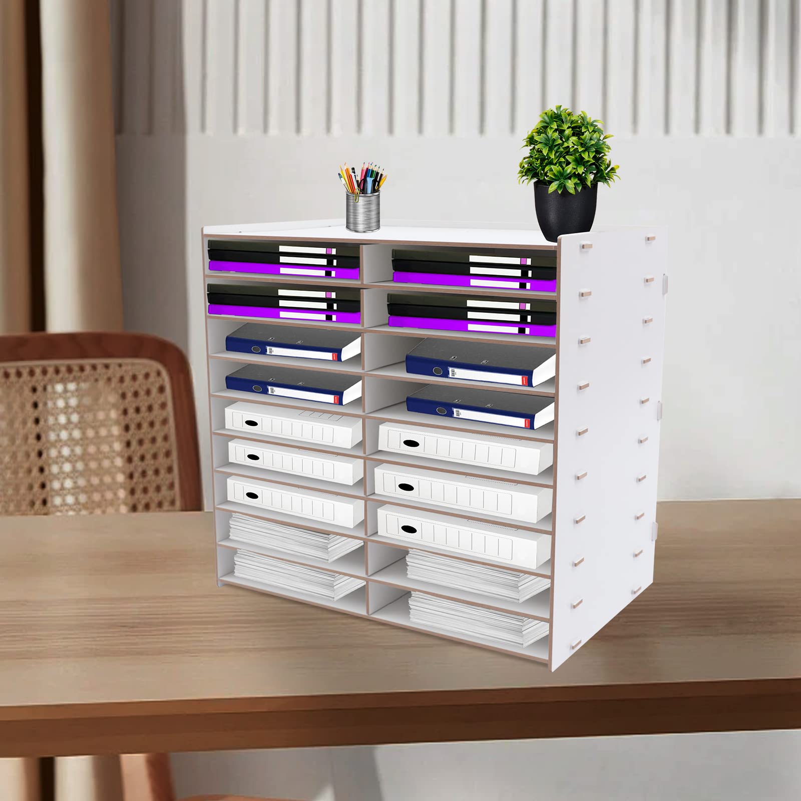 Organizzatore a 9 livelli, ripiano da scrivania bianco puro, porta documenti e smistatore per lettere per ufficio, casa e classe