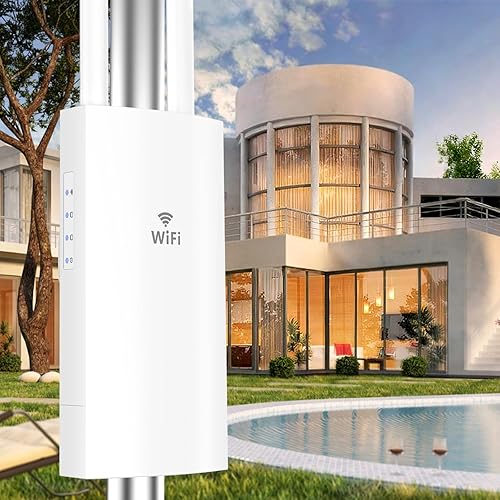 AC1200 Extensor WiFi para exteriores AP7202, banda dual 2.4 GHz+5 GHz, extensor WiFi de largo alcance, amplificador de señal con antenas duales,