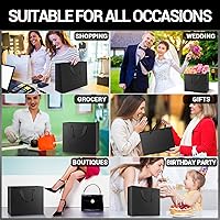 Vista 5 de EUSOAR Bolsas pequeñas negras para envolver regalo, paquete de 50 bolsas de papel de 10.6 x 3.1 x 8.3 pulgadas con asas a granel, bolsas resistentes