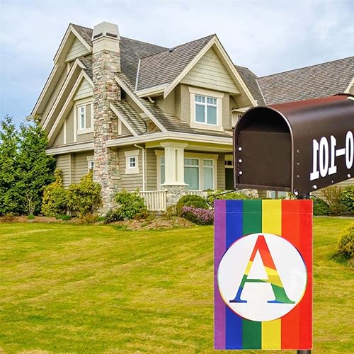 Miniatura 8 de ZXvZYT Bandera de orgullo arcoíris con monograma y letra P de bienvenida, banderas de jardín, bandera del orgullo gay LGBT, 12 x 18 pulgadas, de