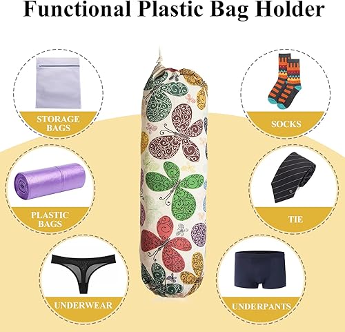 Miniatura 4 de Soporte para bolsas de plástico, dispensador organizador de bolsas de plástico para montaje en pared, soporte de almacenamiento resistente para