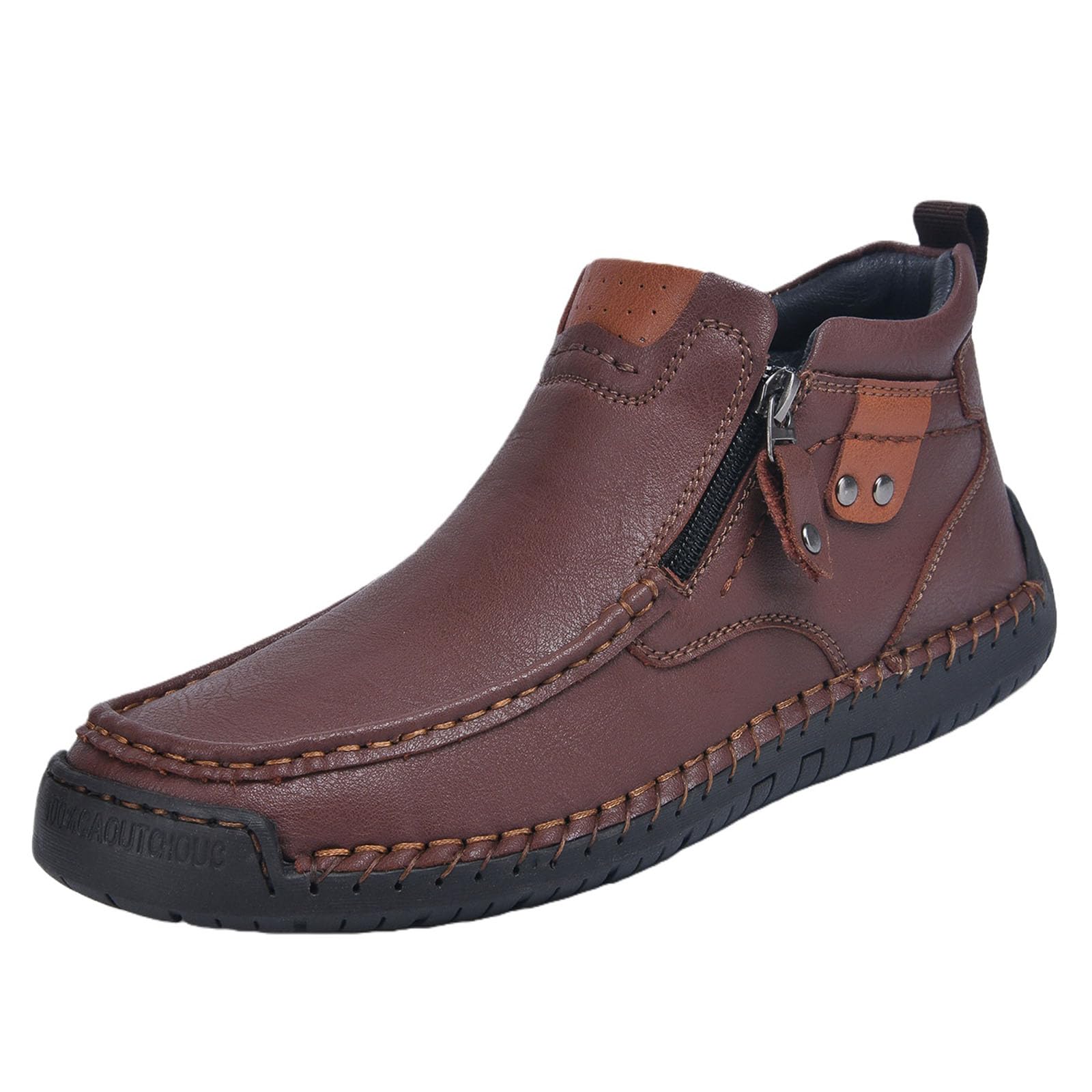 Mens Casual Handmade Leather Shoes Ankle Chukka Boots for Women Fashion Round Toe Slip On Mid Top Loafers