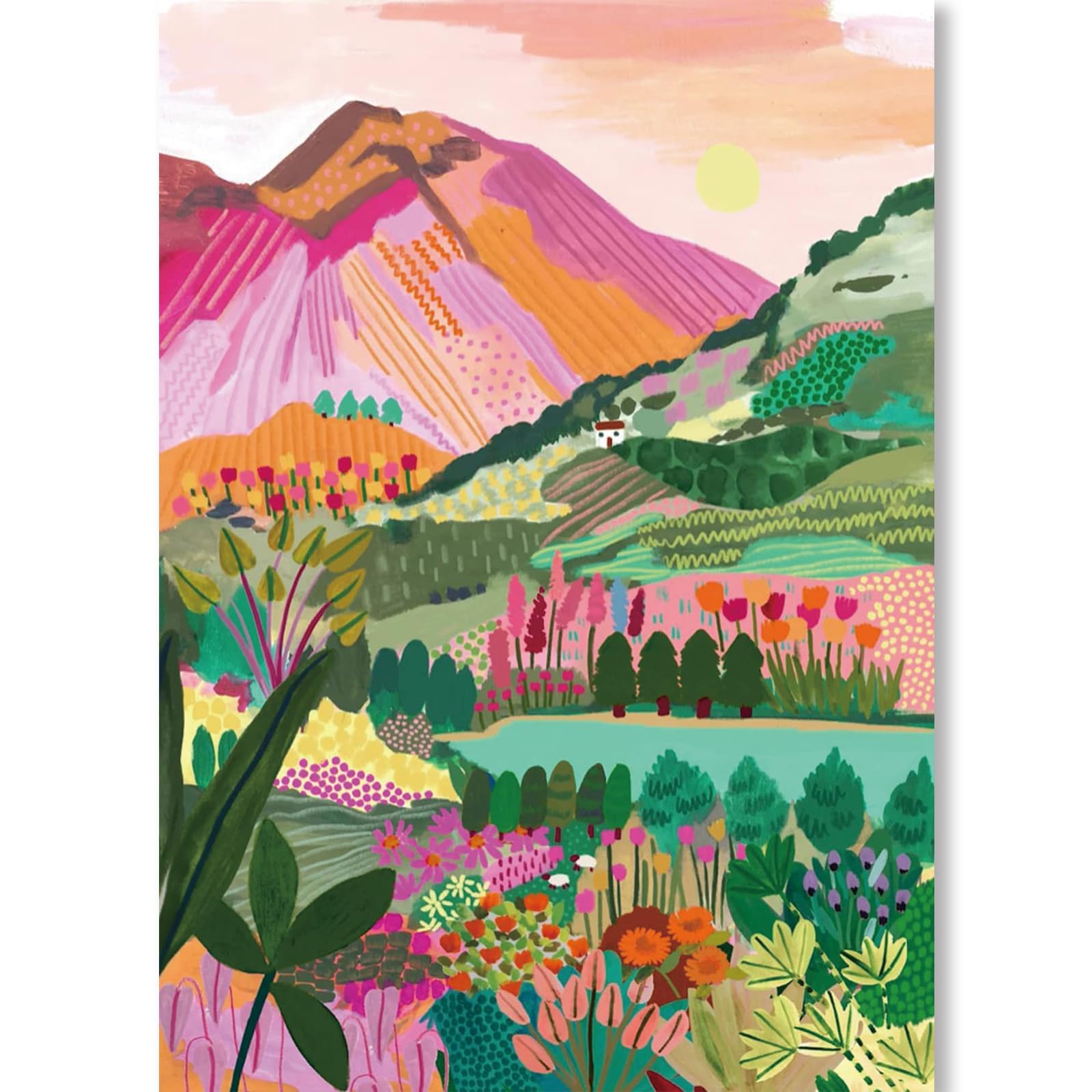 Colorful Landscape Diamond Painting,5D Flower Diamond Painting Kits,DIY Diamond Painting Kits for Adults Diamond Art,Round Full Drill Diamond Dots Diamond Art Kits for Wall Decor Gift-12x16in