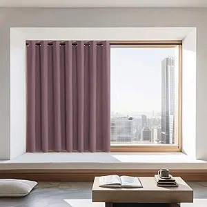 NICETOWN Blackout Curtains 72 inches Long, Grommet Privacy Window Treatment Thermal Insulated Room Darkening Sliding Glass Door Drape for Bedroom Living Room, 1 Panel, W100 x L72, Dry Rose