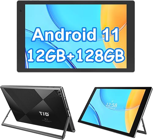 TJD Tablet Android de 10 pulgadas, Tablet PC ROM de 128 GB, procesador de cuatro núcleos, batería de 6000 mAh altavoces estéreo de doble cámara,
