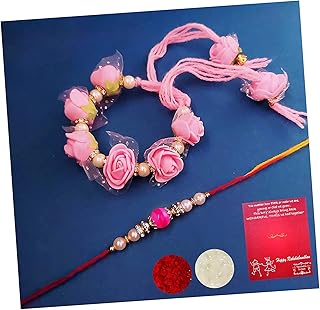 DECORATIVE BUCKETS Rakhi for Brother and bhabhi :Rakshabandhan: Rakhi for Bhaiya Bhabhi :Bhaiya Bhabhi Lumba Rakhi Set: Rakhi for Brother and Bhabhi Combo :Metal Stone & Pearl Rakhi (Foam Rakhi BB9)