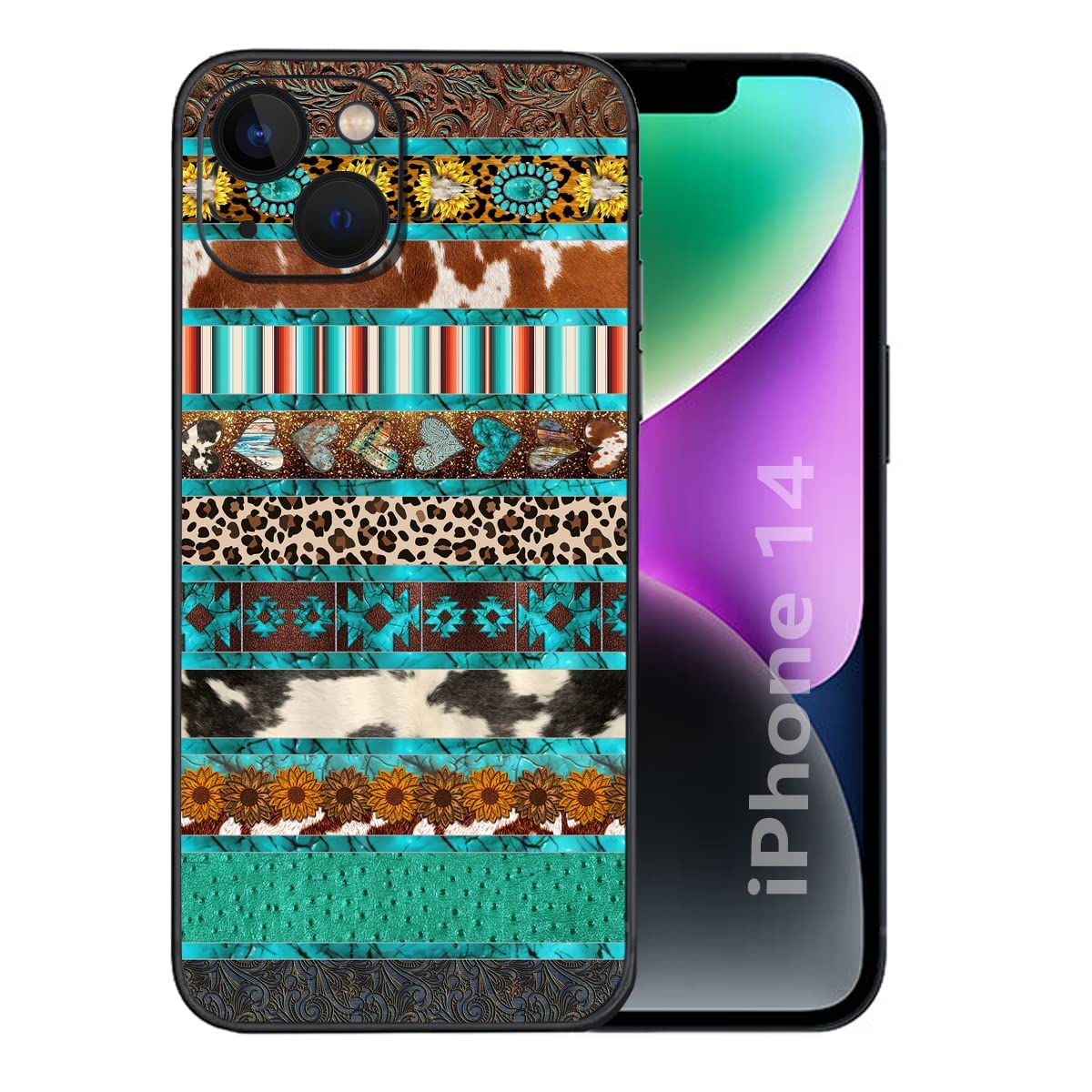 Photo 1 of -Dohakemuny Winter Christmas Aesthetic Case Compatible with iPhone XR, Christmas Collage Case for iPhone XR for Teens -Men and Women, Cool Trendy TPU Bumper Case Cover Aesthetic Christmas
Compatible with iPhone 14 Western Case,Western Cowhide Turquoise Az