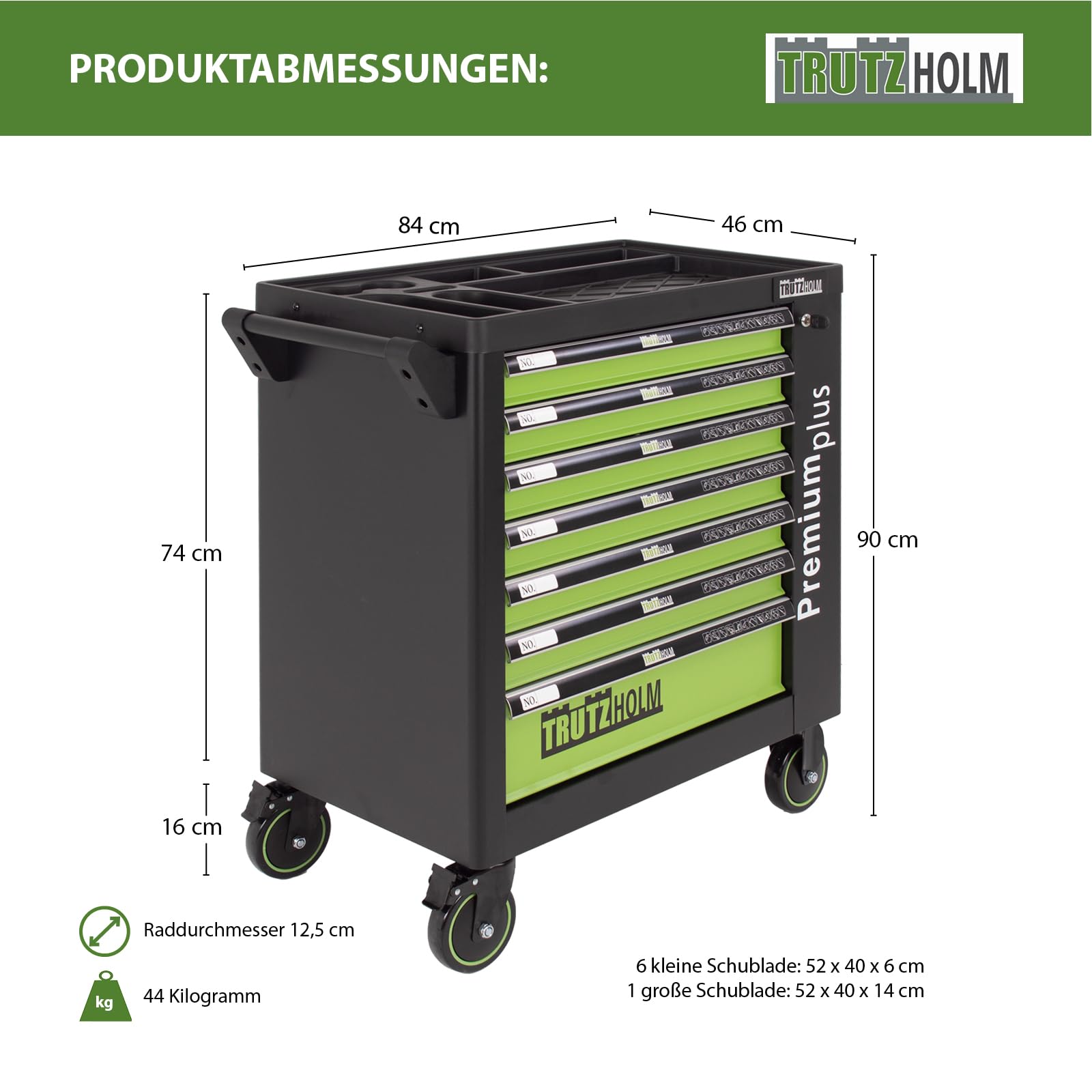 TRUTZHOLM Werkstattwagen bestückt 254tlg. Chrom Vanadium Werkzeug 7 Schubladen Seitentür Softclose Zentralverriegelung Interloc Montagewagen gefüllter Werkzeugwagen Drehmomentschlüssel, Knarren etc.