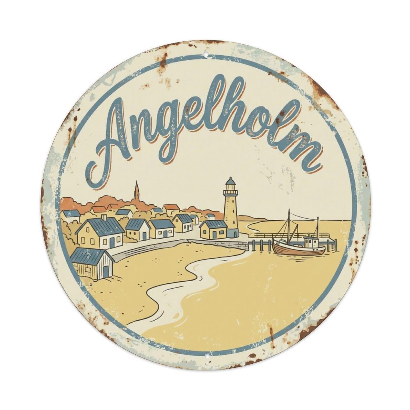 Okahys 8X8inch(20X20cm) Vintage Travel Angelholm Sweden Aviation Metal Tin Sign