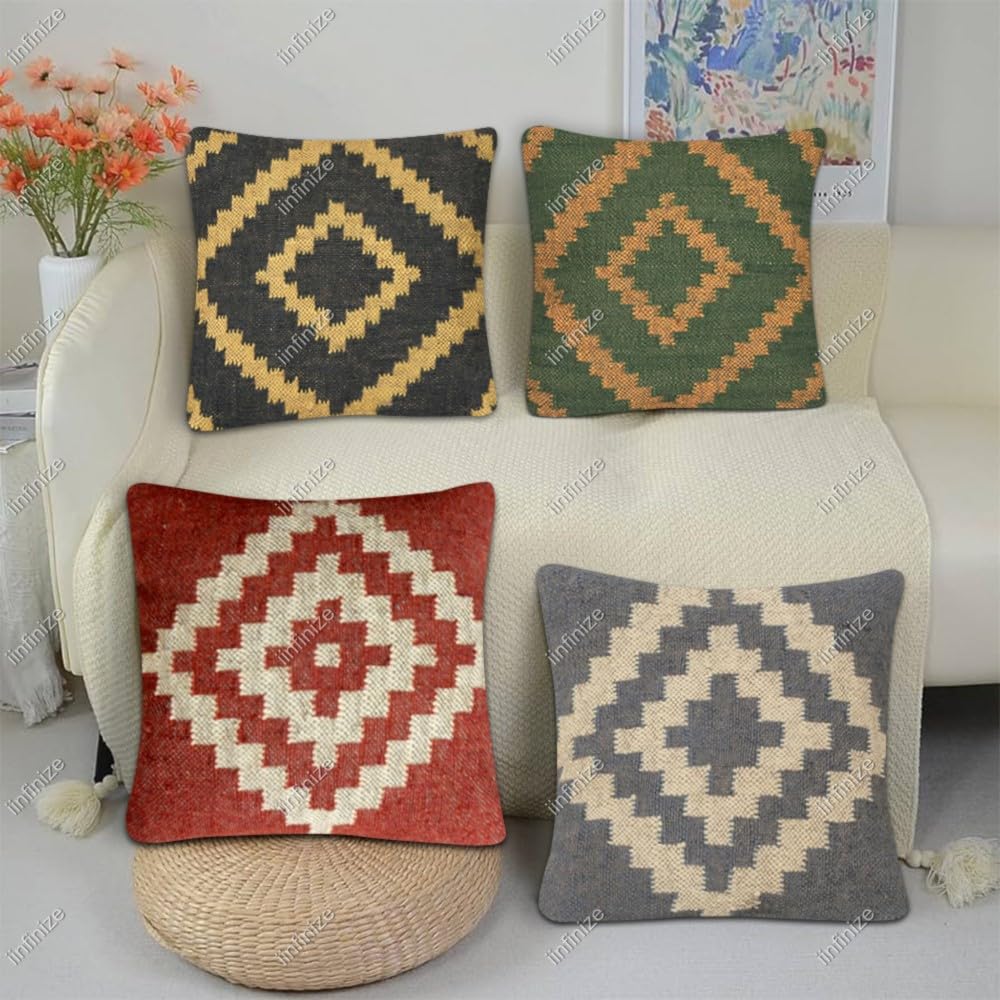 Housse de coussin en jute fait main | Élégance bohème chic pour salon