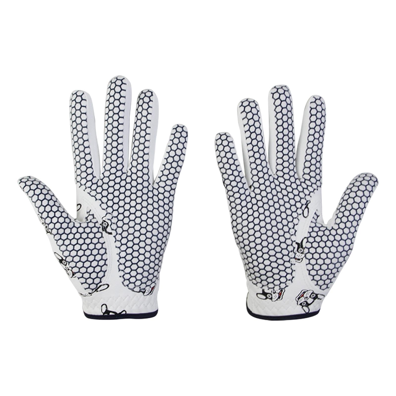Fenteer 2 Guantes de Golf para niños con Estampado de Perro, Malla de PU versátil, portátiles, Transpirables y cómodos, Accesorios de