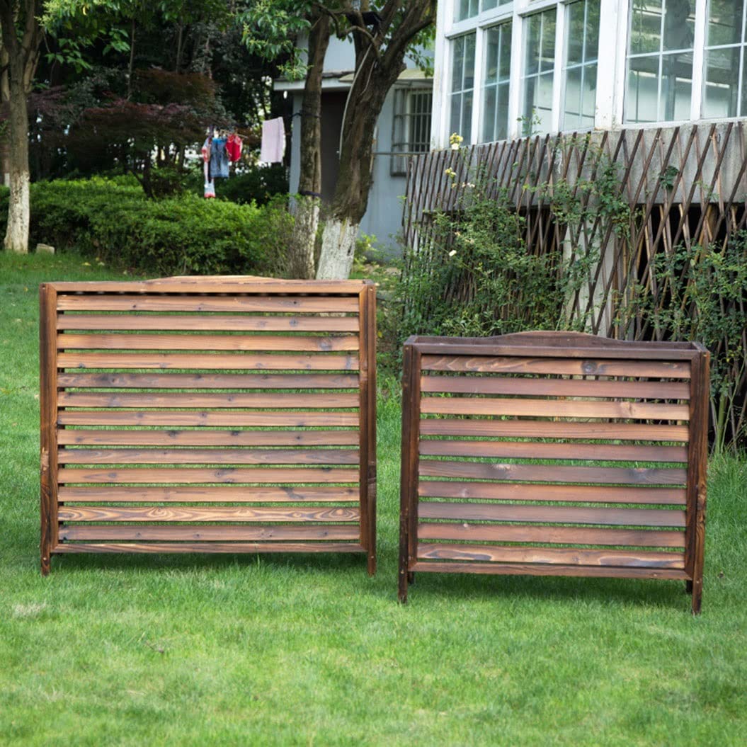 CENAP Window Air Conditioner Fence Screen, Air Conditioning Cover Privacy Fence, Flower Stand Louvered, Grid Anti-Corrosion Wooden, Water Proof Dustproof (Size : 110x51x85cm)