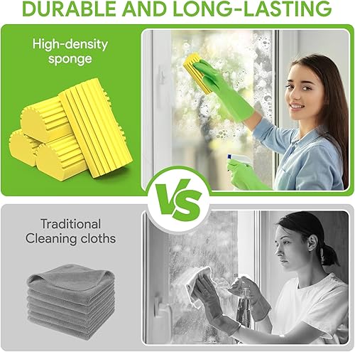 Miniatura 7 de Paquete de 4 esponjas húmedas limpias, cepillo de limpieza de esponja, plumeros para limpiar persianas, telarañas, vidrio, paredes de azulejos,