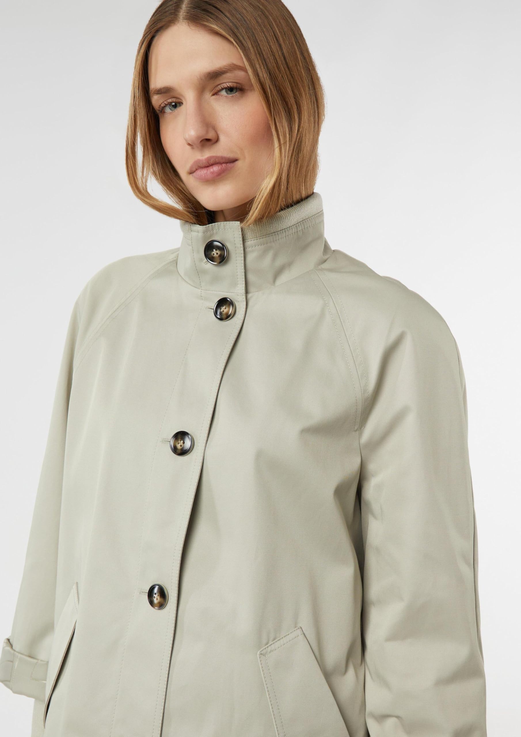 Comma Cape-Jacke im Relaxed Fit mit Stehkragen und Rippbündchen