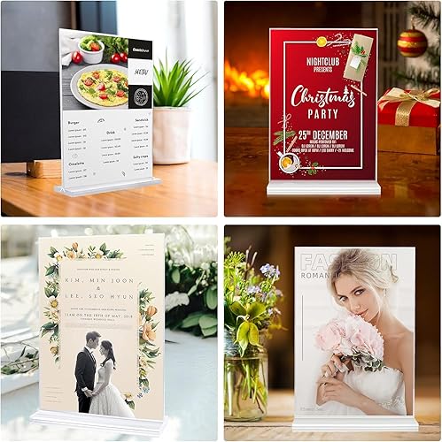 Miniatura 7 de Soporte transparente de exhibición de menú de mesa de 5 x 7 pulgadas, soporte de escritorio, soporte de papel, soporte de letrero de mesa, adecuado